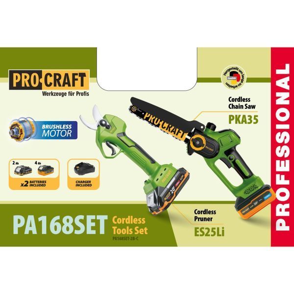 Набір акумуляторного інструменту Procraft PA168SET секатор ES25Li + пила PKA35  Procraft PA168SET фото