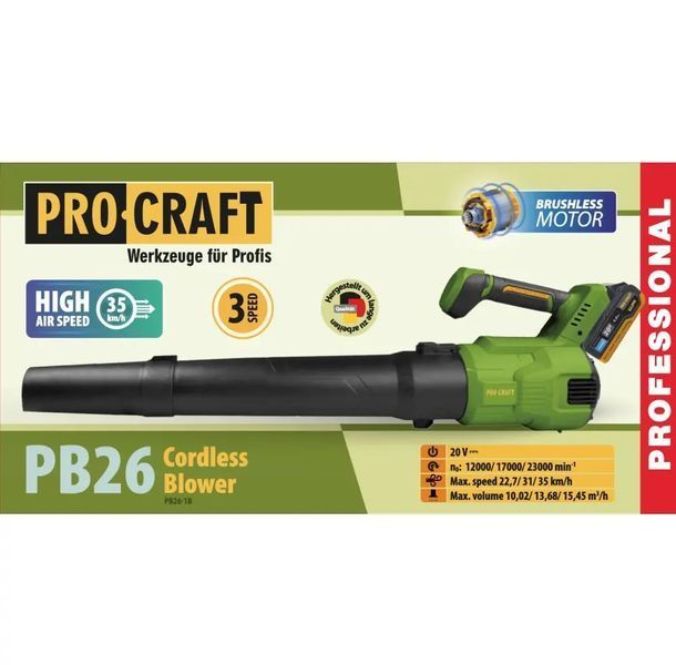Акумуляторна повітродувка Procraft PB26 (1 АКБ та зп) Procraft PB26 фото