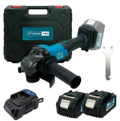 Акумуляторна кутова шліфувальна машина PROFI-TEC DGA201BL POWERLine (2&times;PT2040EP (4.0 Аг), зарядний пристрій) PROFI-TEC DGA201BL фото