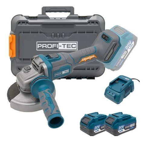 Акумуляторна кутова шліфувальна машина PROFI-TEC PPGA203 UltraCore (2&times;PT2040VX (4.0 Аг) PPGA203 фото