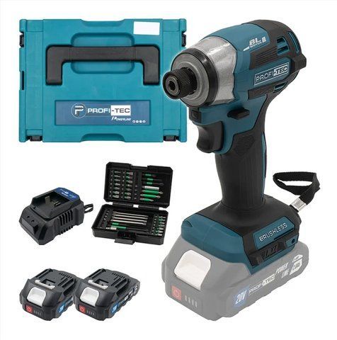 Акумуляторний імпульсний гвинтоверт PROFI-TEC PID1820BL POWERLine (набір біт, 2&times;PT2020MP (2.0 Аг), зарядний пристрій) PROFI-TEC PID1820BL фото