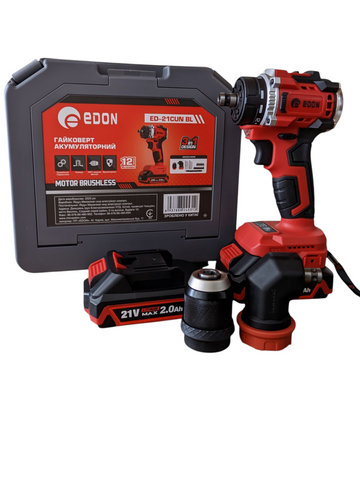 Акумуляторний гвинтоверт Edon ED-SM21 CUN BL (в комплекті патрон та кутова насадка) Edon ED-SM21 CUN BL фото